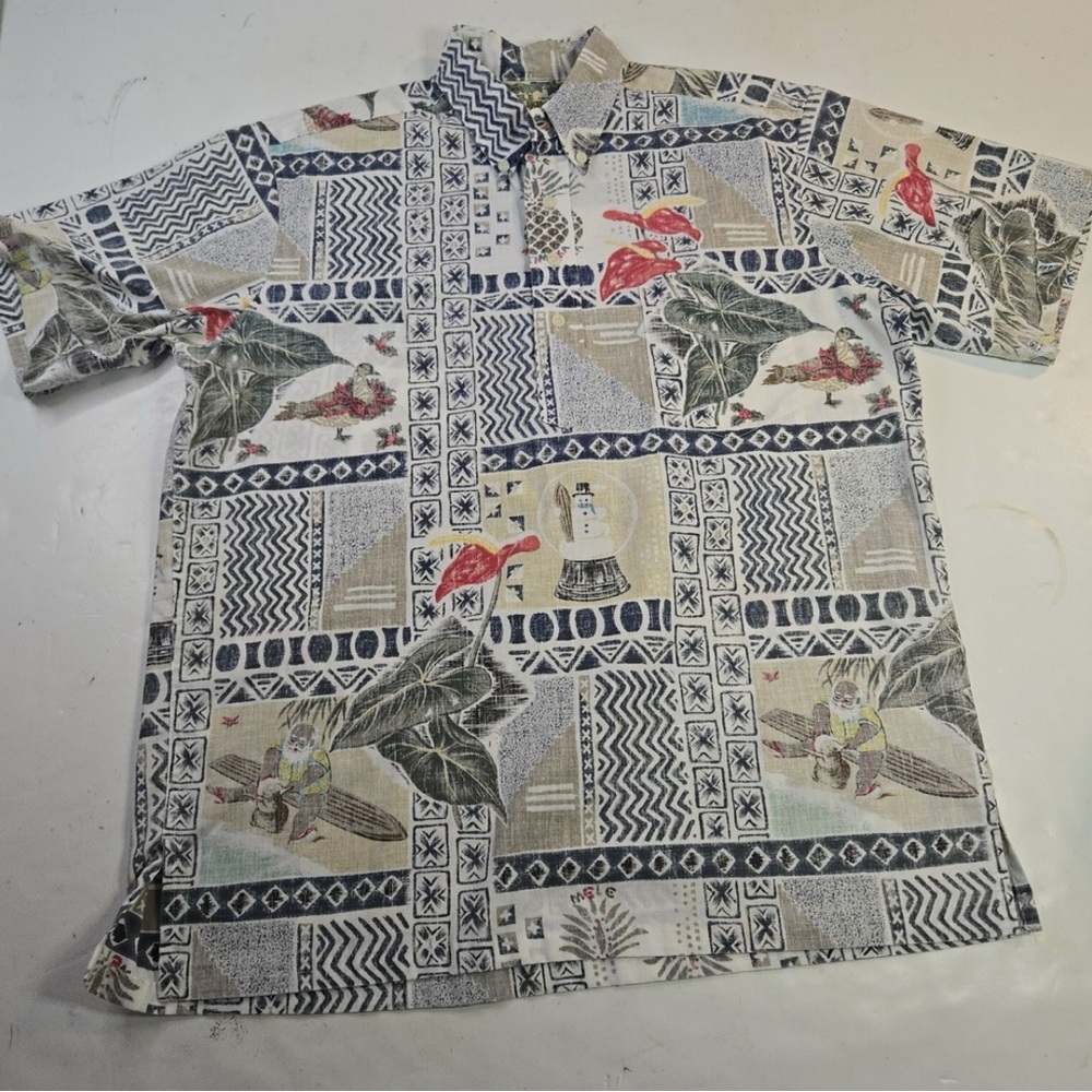 Reyn Spooner Mele Kalikimaka Christmas Hawaiian Shirt - Santa Surf (vintage)